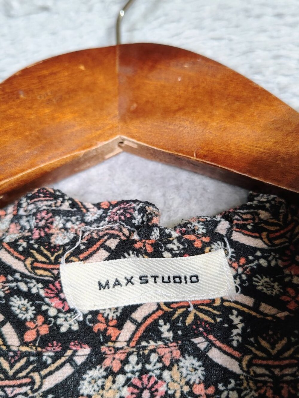 Max Studio Maxi Dress Womens S? 36" Chest Black Multi Floral Long Sleeve Cottage - Picture 3 of 12